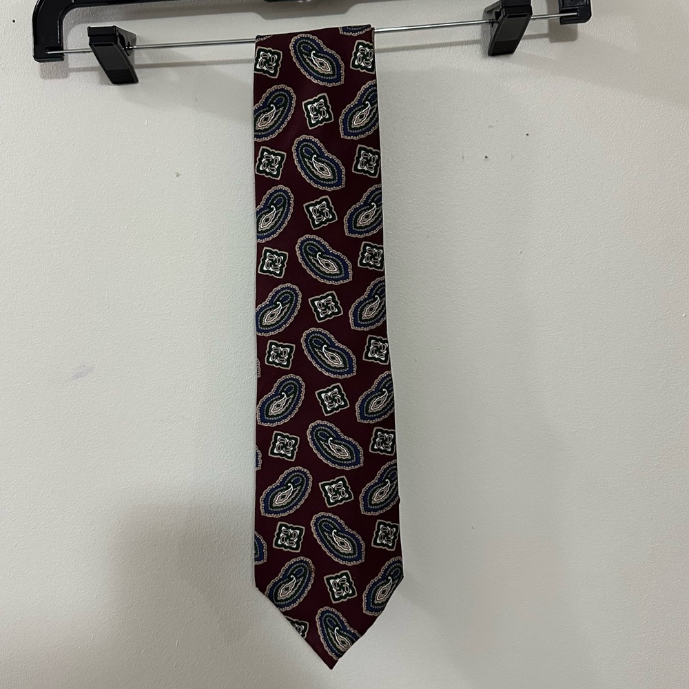 Christian Dior Monsieur Men’s Paisley Tie Made‎ In USA Maroon
